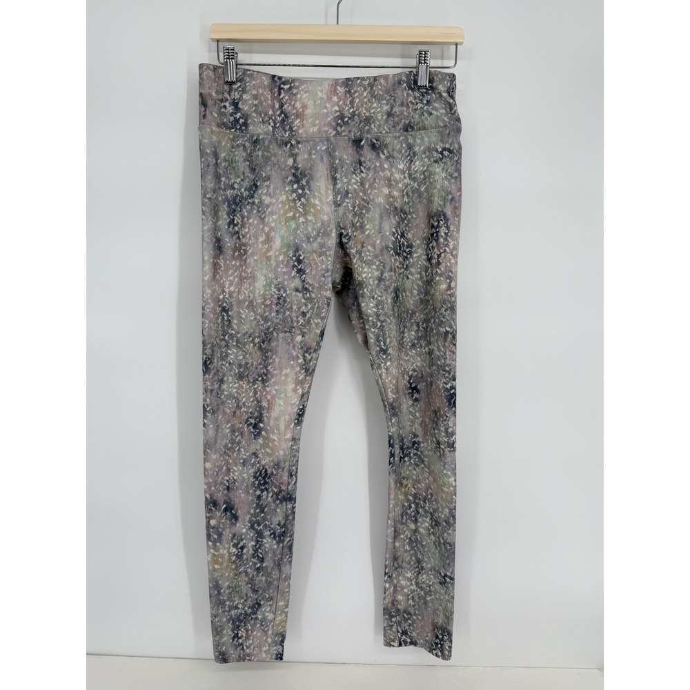 Jockey Womens Sz L High‎ Waisted Abstract Athletic Leggings Grey Purple